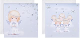 Hallmark Boxed Charity Christmas Cards - Pack of 16 in 2 Festive Angel Designs, Multicoloured, 25572292
