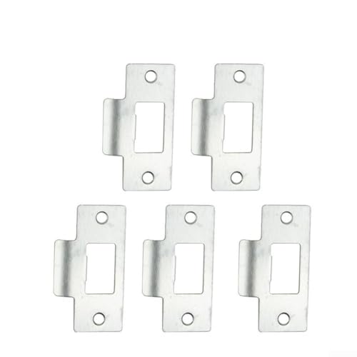 Placa de acero inoxidable cromado para pestillo tubular, configuración ajustable de dos piezas para un control preciso de alineación de puerta (5 piezas)