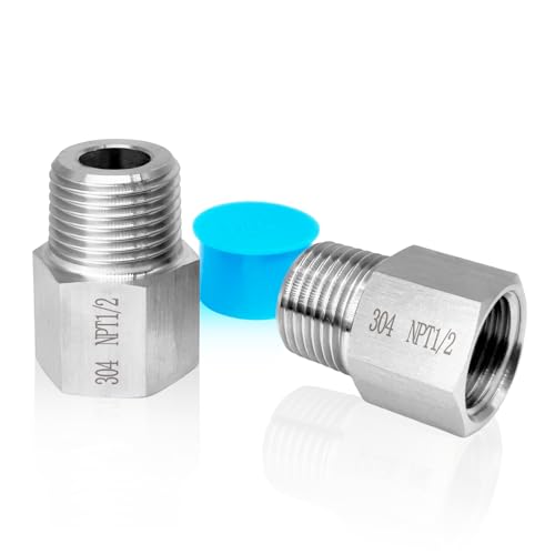 Shinyerpan 2 pieces NPT1/2 Female to NPT1/2 Male adapter Reducer Adapter Fabricate of 304 Stainless Steel.