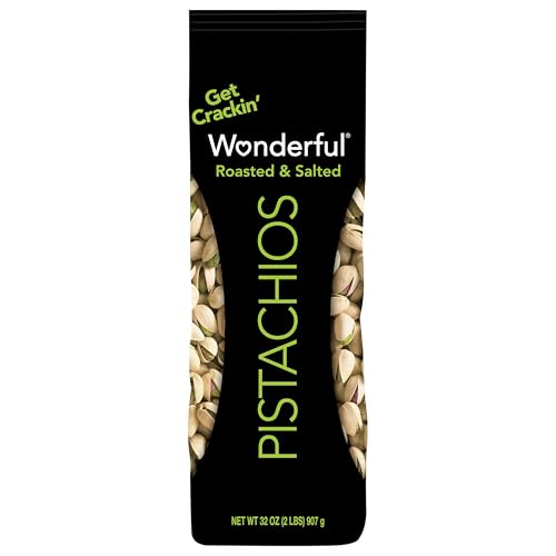 Wonderful Pistachios In Shell, Roasted and Salted Nuts, 32 Ounce Bag, Healthy Snack, Protein Snack, Pantry Staple