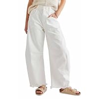 Dames Wijde Jeans met Wijde Pijpen Barrel Horseshoe Boyfriend Cropped