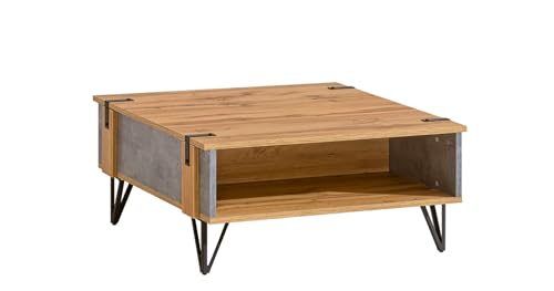 MINIO go for it - Table Basse 80 cm Milenium, Table Basse Salon, Moderne, Décorative - Couleur Chêne Wotan/Béton Milenium