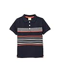 Polo de manga corta a rayas para niño, 100% algodón con relieve piqué