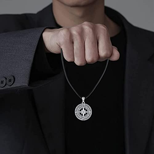 Odinstone Viking Compass Pendant Necklace Sterling Silver Compass Locket Urn Necklace Cremation Jewelry for Men Women3