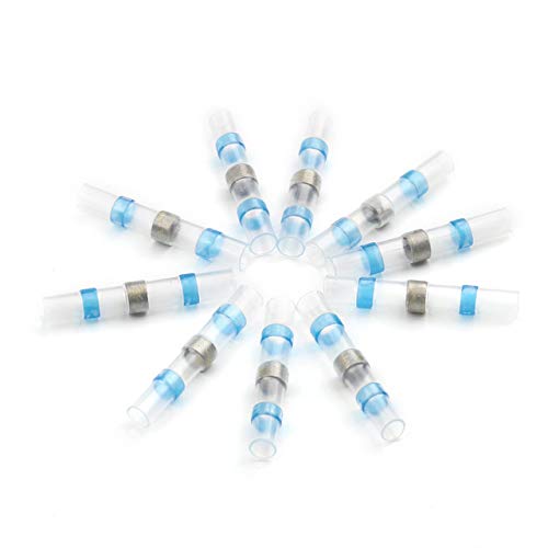10/20/50Pcs Heat Shrink Terminals White Solder Sleeves Waterproof Wire Crimp Butt Terminal Connectors Electrical Connectors(Blue,50 PCS)