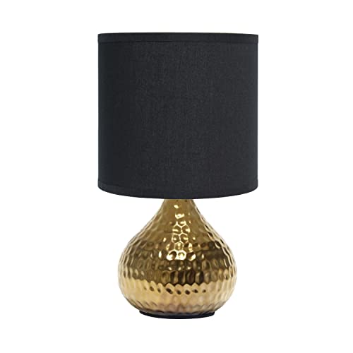 Simple Designs LT2073-GDB Mini Hammered Texture Gold Drip Table Lamp thumb #1