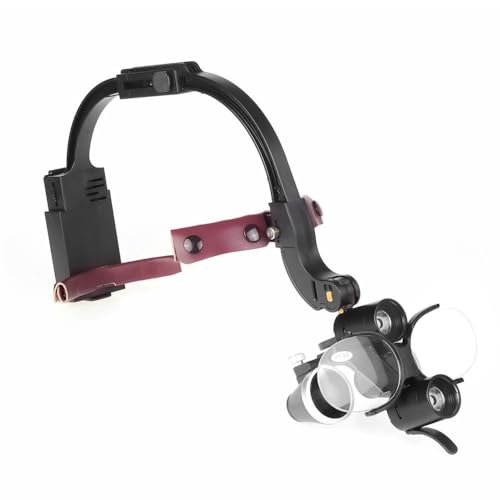 Image of Waldent Head Mounted Double Light Magnifying Surgical Loupe, Dual LED Headlights, 280-380 mm Working Distance, Adjustable Headband (2.5X)