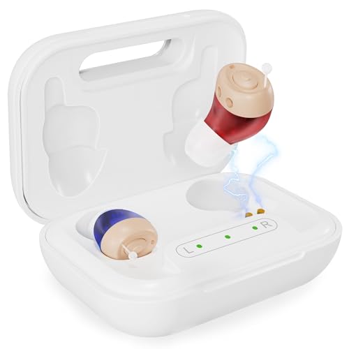 CUEME Hearing Aids, OTC Rechargeable Hearing Aids for Seniors & Adults with Hearing Loss – Mini Invisible Comfortable Design, Clear Sound, Auto On/Off, Up to 48H Battery Life, Portable Charging Case