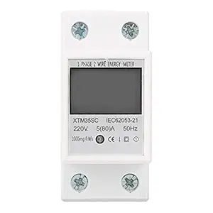 LCD Backlight Digital Energy Meter Power Usage Meter Electricity Monitor Single Phase Energy Meter Din-Rail Electric Meter KWh Meter Electronic KWh Meter for Measure for Displays Energy