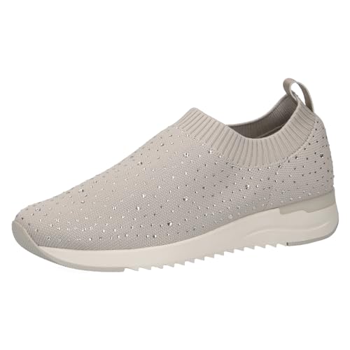 CAPRICE Damen Slip On Sneaker ohne Schnüren zum Schlupfen, Grau (Pebble Knit), 40 EU