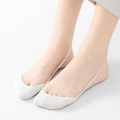Image of No Show Socks with Invisible Sling Back Womens, 6 Pairs Low Cut Half Toe Topper Socks with Non-Slip Straps for Heels