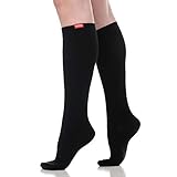 VIM & VIGR Moisture Wick Nylon 15-20 mmHg Compression Socks for Women & Men (Black, Small/Medium (1))