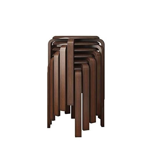 NMVAWIPT Taburetes De Barra Redondos Apilables Madera Curvada Sin Respaldo (Paquete 6) con Patas Antideslizantes Natural, Capacidad 150 Kg, For Cocina, Cafetería Y Oficina(Color 4)