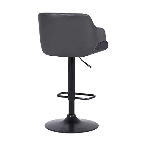 Armen Living Toby Faux Leather Swivel Barstool, Adjustable, Gray And Black #TOP3