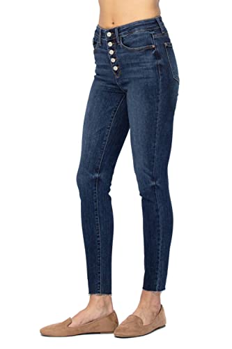 Judy Blue Women's High Rise Exposed Button Fly Cutoff Hem Skinny Jeans2