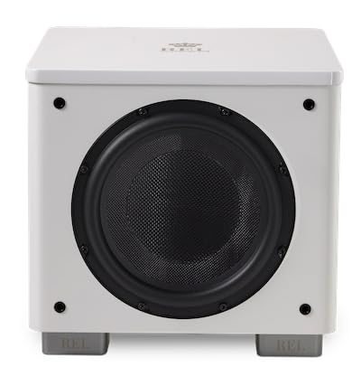 Image of REL HT /1003 MKII 10-Inch Powered Subwoofer - Compact Design with Class D Amplifier for Deep Bass in Home Theater, Stereo Systems, and Surround Sound - Line Grained White Finish