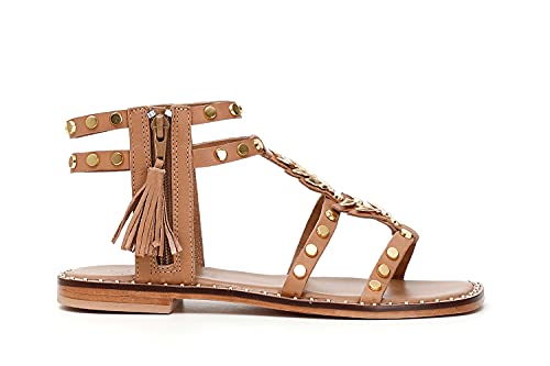 Sandale en cuir CAFèNOIR C1BU0026 avec zip latéral pratique pour femme