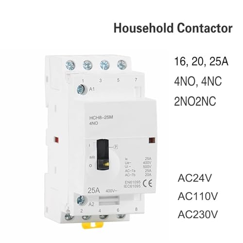 Contacteur modulaire Rail Din HCH8-25M interrupteur commande manuel 4NO