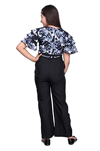 Image of Girls Flared Sleeves Printed Jumpsuit-66