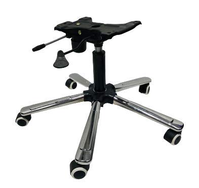 GOYALSON Office revolving Computer Chair Base Parts Accessories Heavy Steel Base 26 inch fit to Every Chair Universal Size (with White Black Wheel, Power Hydraulic & Push Back Plate)