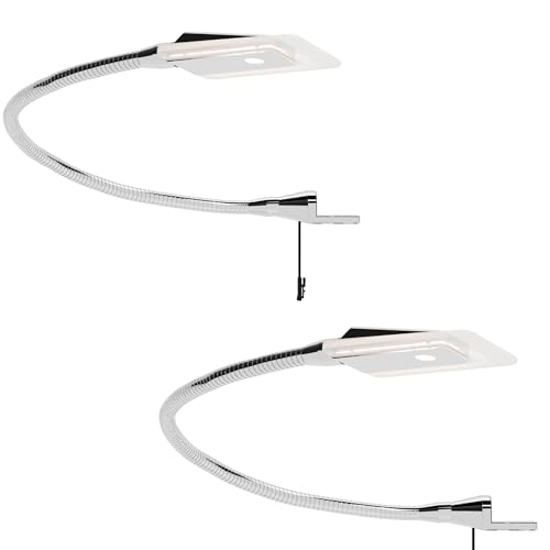 kalb Material für Möbel LED Bettleuchte Leseleuchte Flexleuchte Nachttischlampe Leselampe Nachtlicht, Modell:2er SET chrom