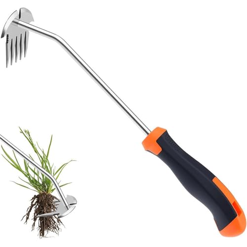 熊手 ミニ ステンレス 土工用草削り 多機能 2WAY 軽量 草取り 4本歯 30cm 草取り道具 園芸用品 庭・畑・花壇・芝生・農場・植栽庭園用 草むしり 根こそぎ 便利グッズ