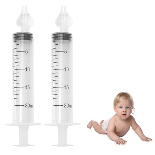 Paquete de 2 Jeringa Lavado Nasal Bebe 20 ml, Aspirador Nasal para Bebe Saca Mocos para Bebes, Segura y Cómoda, No Tóxica e Inodoro, Reutilizable Aspirador Nasal Irrigador Nasal