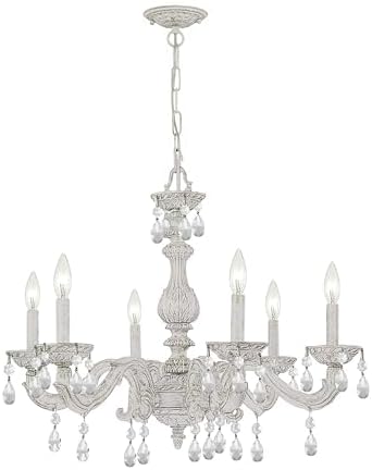 Crystorama Paris Market 6 Light Clear Crystal Antique White Chandelier