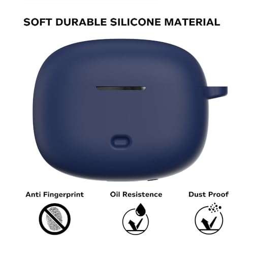 Image of Sounce Earphone Case Cover Compatible for Boat Nirvana Ion, Soft Silicone Skin Case Cover Shock-Absorbing Protective Case with Keychain [Front LED Visible](Blue)