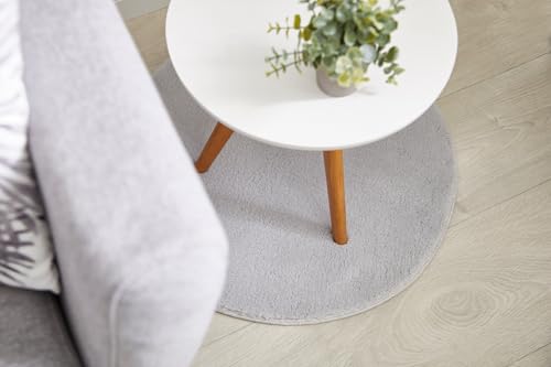 andiamo Teppich Arezzo für Wohnzimmer Esszimmer pflegeleichter eleganter gemütlicher Teppich einfarbig 67 cm rund grau