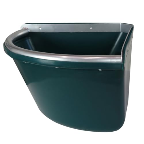 Comedero Angular Ideal para Caballos con Borde Anti-Desperdicio de Metal Pesado y Galvanizado, Tapón de Vaciado, Color Único, Capacidad 20 Litros, para Establo y Box para Caballos