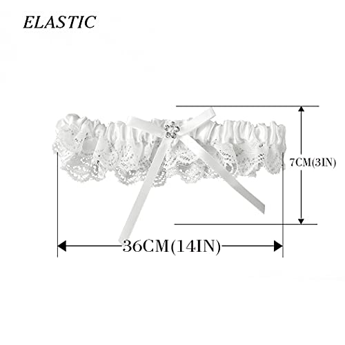 Evazen Bride Wedding Garter White Lace Floral Garters Bowknot Stretch Leg Garter Set Bridal Accessories thumb #2