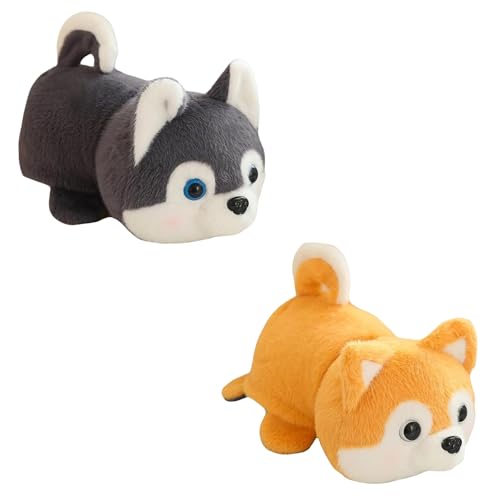 Image of ADORA Reversible Husky Dog Soft Toy | 2-in-1 Transformable Plushie | Cute Reversible Husky Plush Toy | Soft Stuffed Animal Plush for Kids & Baby Girls | 20cm Plush Teddy Bear Gift (Gray & Orange)