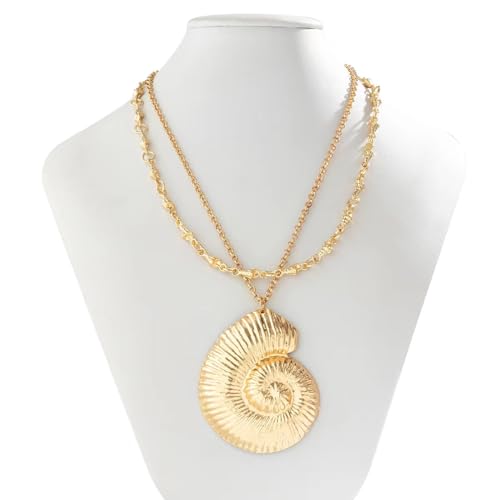 Layered Gold Conch Seashell Earring Necklace Choker Necklaces Jewelry Witch Necklace for Costume Accessory3