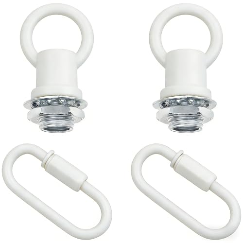 Image of Hook Rings for Light Fixture Light Fixture Hooks Nuts M10 Lighting Loops with Link Connector for Extending Light Fixture Chandelier Chains 2 PCS (White)