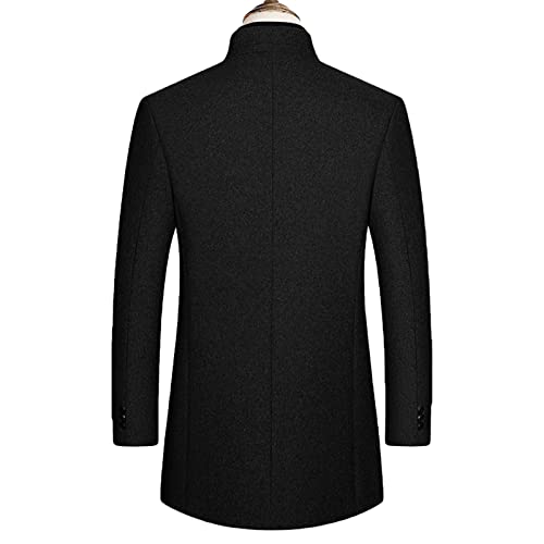 Maiyifu-GJ Men's Stylish Wool Blend Trench Coat Single Breasted Business Down Long Overcoat Mid-Length Slim Jacket Topcoat2