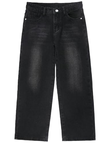 FREDD MARSHALL Boys Black Baggy Jeans Straight-Leg Loose Casual Denim Pants with Pockets Y116-5 16