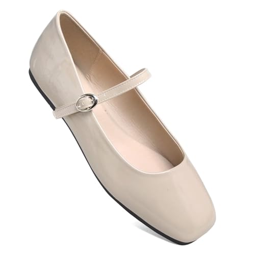 Image of LUXINYU Women's Slip on Flats,Classy Round Toe Solid Classic Mary Jane Ballet Dance Shoes Soft Comfortable PU Flat Shoes