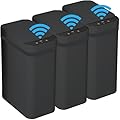 3 PACK - Bathroom Trash Can with Lid - 2.5 Gallon Automatic Trash Cans Touchless - Bedroom, Office - Small Smart Garbage Can - Electric, Narrow - Motion Sensor Trash can Bathroom ( Matte Black )