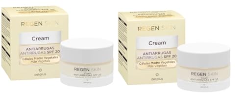 Pack 2 | Crema facial día Antiarrugas Regen Skin Deliplus SPF 20 piel normal, seca y muy seca | 2 Tarros de 50 ml