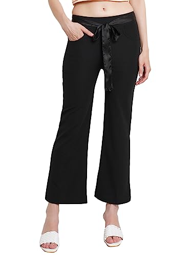 Image of POPWINGS Casual Solid Regular Fit Solid Trouser for Women || Pull On Trouser for Women || Semi-Formal Work Women Trouser for Summer || Stylish Western Trouser