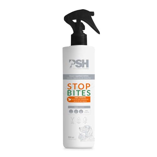 PSH Loción Repelente Stop Bites para Perros y Gatos - Protección Frente a Parásitos con Aceite de Andiroba y Corteza de Limón - Hidratante y Natural - 300 ml - Ideal para uso diario al aire libre