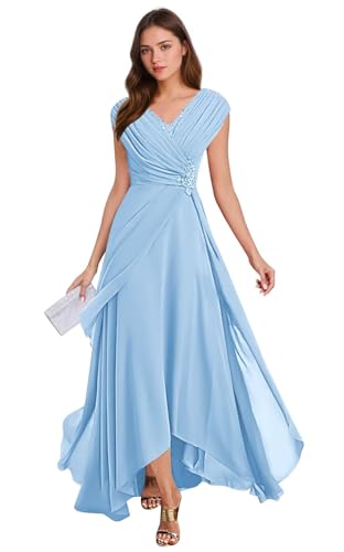 Lace Applique Mother of The Bride Dresses Cap Sleeves A Line Evening Dress Ruched V Neck Wedding Guest Ceremony Gown