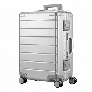 Quivora 100% Vollaluminium-Handgepäckkof... 20 Zoll (55 cm) – Premium Aluminium-Koffer (Silber) mit 360° Leisen Doppelrollen, Integriertem TSA-Schloss und Verstärkter Hartschale