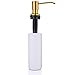 SAMODRA Soap Dispenser for Kitchen Sink, Premium Stainless Steel Pump Head 17 OZ Bottle 3.15 Inch Threaded Tube for Granite Thick Deck Installs (Brushed Brass)