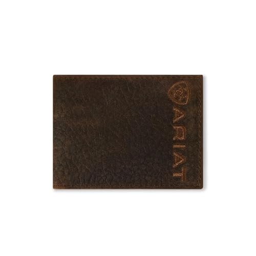 ARIAT Men's Large Logo Bull Hide Leather Bifold Wallet