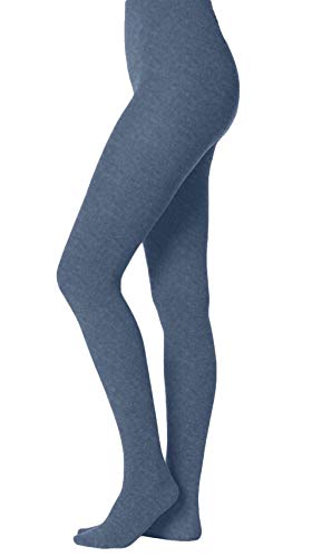 Image of EMEM Apparel Women's Flat Knit Cotton Sweater Winter Opaque Footed Tights