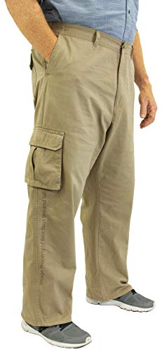 ROCXL Big & Tall Men's Cargo Pants 66 x 32 Khaki - Expandable Waist