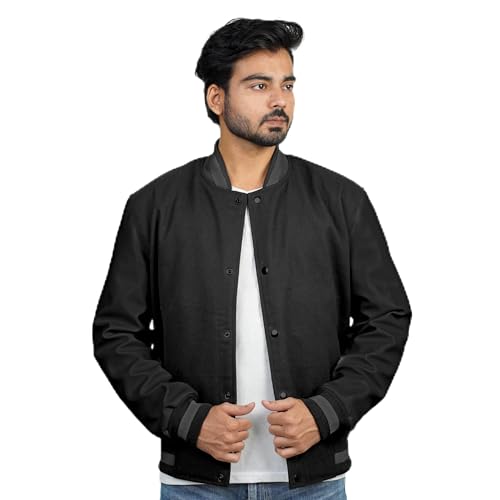Image of Men's Fashion Varsity Jacket Causal Slim Fit Wool Letterman Baseball Bomber Jackets