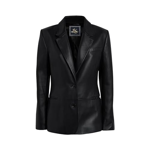 Unleash Your Style Black's 2-Button Casual Coat, Long Sleeves Suit Lambskin Leather Blazer for Women (X-Large, Black) -A Perfect Valentine Blazer